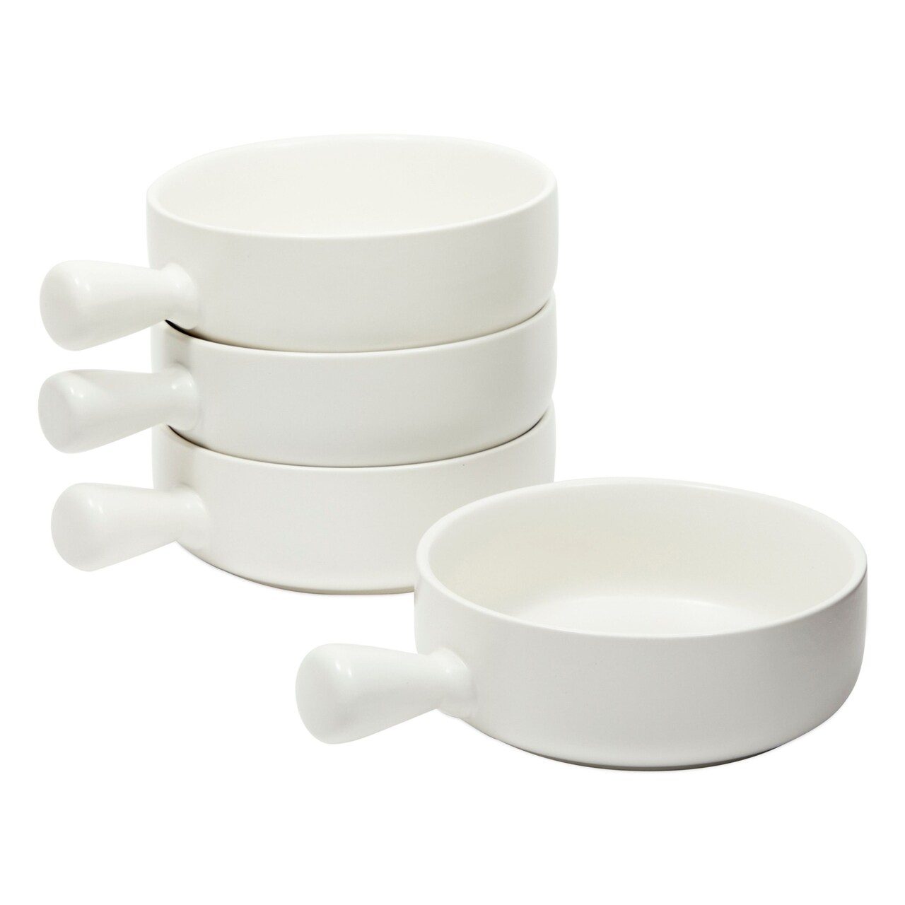 White Oven Safe Soup Bowls with Handles 8 x 5.9 x 2.1 In 4 Pack